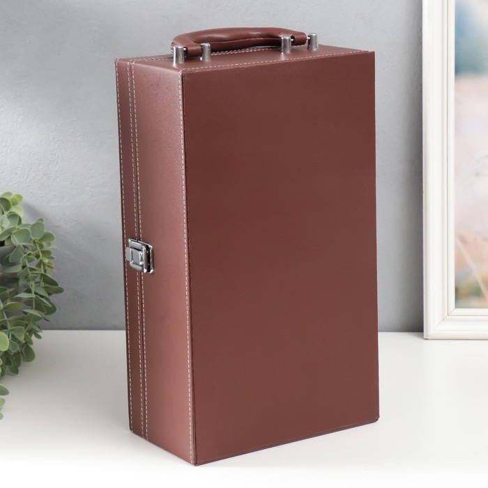 Шкатулка дерево под 2 бутылки "Джентльмен" коричневый 35,5х20х11,5 см