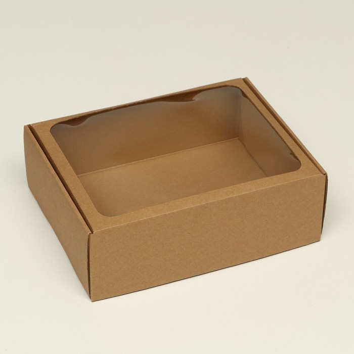 Коробка-шкатулка с окном, бурая, 27 х 21 х 9 см Коробка-шкатулка с окном, бурая, 27 х 21 х 9 см