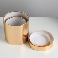 Набор золотых шляпных коробок 2 в 1, упаковка подарочная, &laquo;Поздравляю&raquo;, 12 х 12, 15 х 15 см