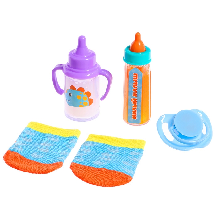 Аксессуары для кукол &laquo;Динозаврик&raquo;, носочки с бутылочками и соской