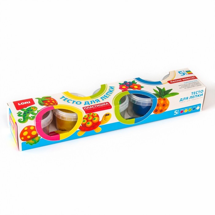 Тесто для лепки &laquo;Пластишка № 2&raquo;, 5 цветов по 80 г