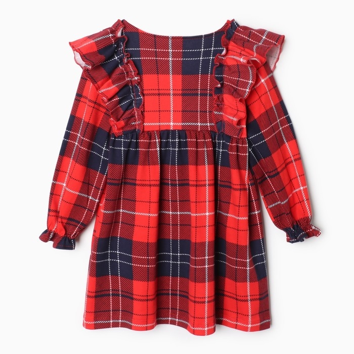 Платье детское с рюшами KAFTAN "Клетка" р.32 (110-116 см)