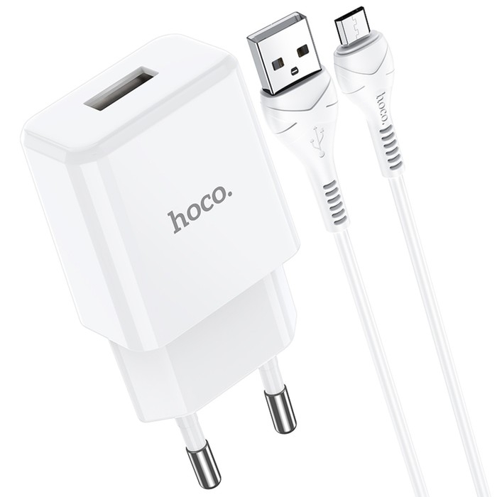 Сетевое зарядное устройство Hoco N9, USB - 2.1 А, кабель microUSB 1 м, белый Сетевое зарядное устройство Hoco N9, USB - 2.1 А, кабель microUSB 1 м, белый