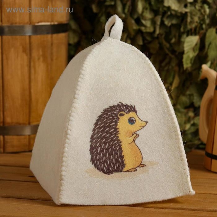 Шапка для бани с детским принтом Шапка для бани с детским принтом "Ёжик" , белая