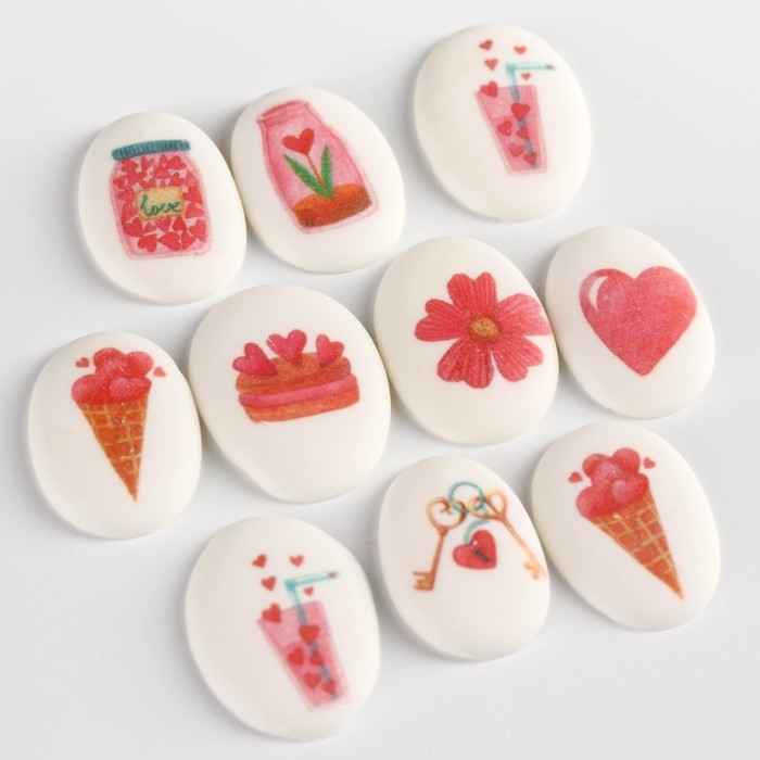 Посыпка медальоны сахарная с картинкой микс: &laquo;Любовь&raquo; для декора капкейков, торта, напитков, 20 г.