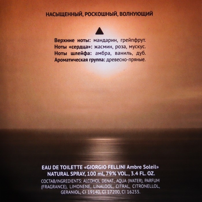 Туалетная вода мужская Туалетная вода мужская "Christine Lavoisier Parfums", "Giorgio Fellini Ambre Soleil", 100 мл