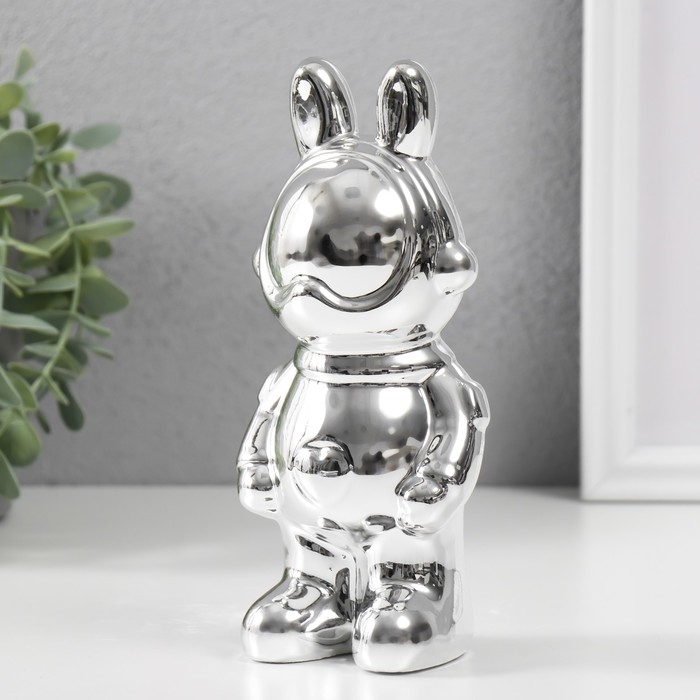 Сувенир керамика Сувенир керамика "Зайка-космонавт" серебро 8х6х17 см