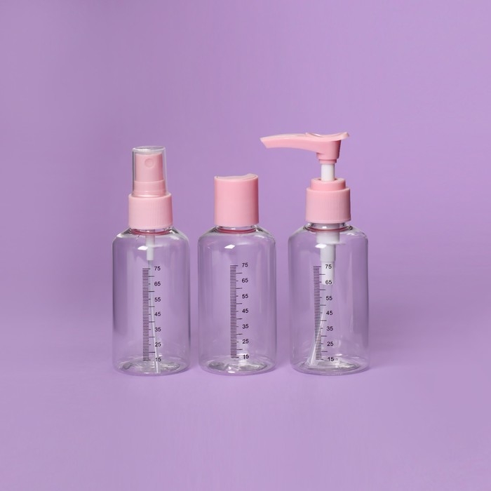 Набор для хранения, 3 предмета, со шкалой деления, цвет розовый Набор для хранения, 3 предмета, со шкалой деления, цвет розовый