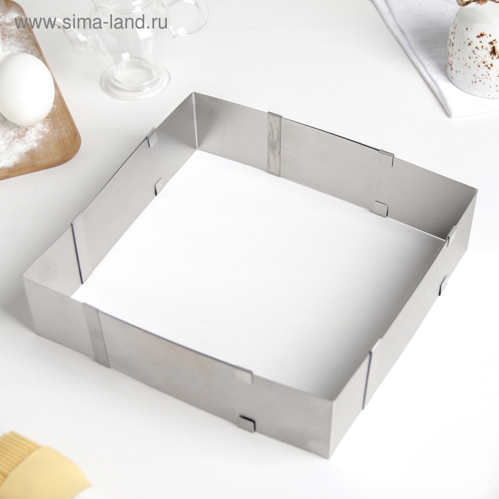 Форма для выкладки и выпечки с регулировкой размера Доляна, 15,5×28 см, h=5 см, цвет серебристый Форма для выкладки и выпечки с регулировкой размера Доляна, 15,5×28 см, h=5 см, цвет серебристый