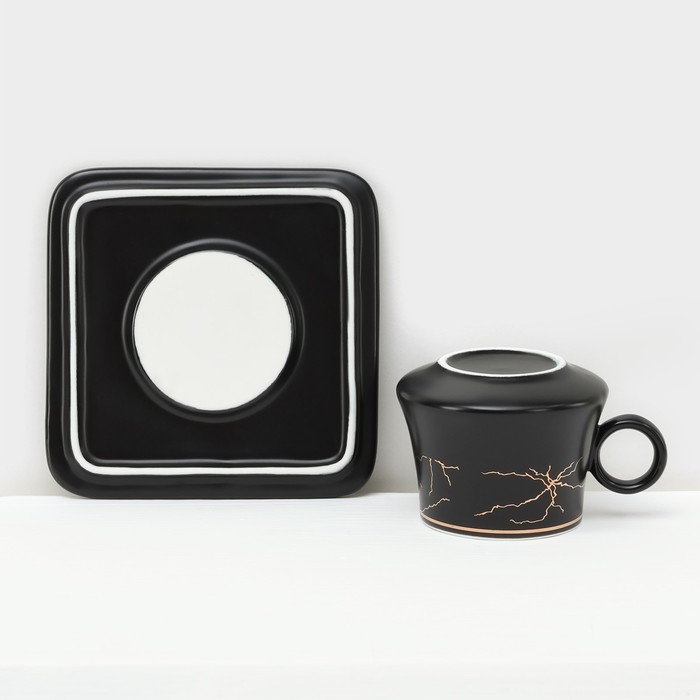 Набор керамический кофейный &laquo;Мейси&raquo;, 12 предметов: 6 чашек 100 мл, 6 блюдец d=11 см, цвет чёрный