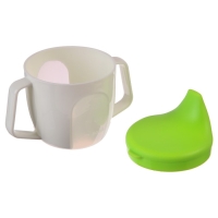 Поильник - чашечка 2 в 1 детский тренировочный, твердый носик, 150 мл., с ручками, цвет зеленый Поильник - чашечка 2 в 1 детский тренировочный, твердый носик, 150 мл., с ручками, цвет зеленый