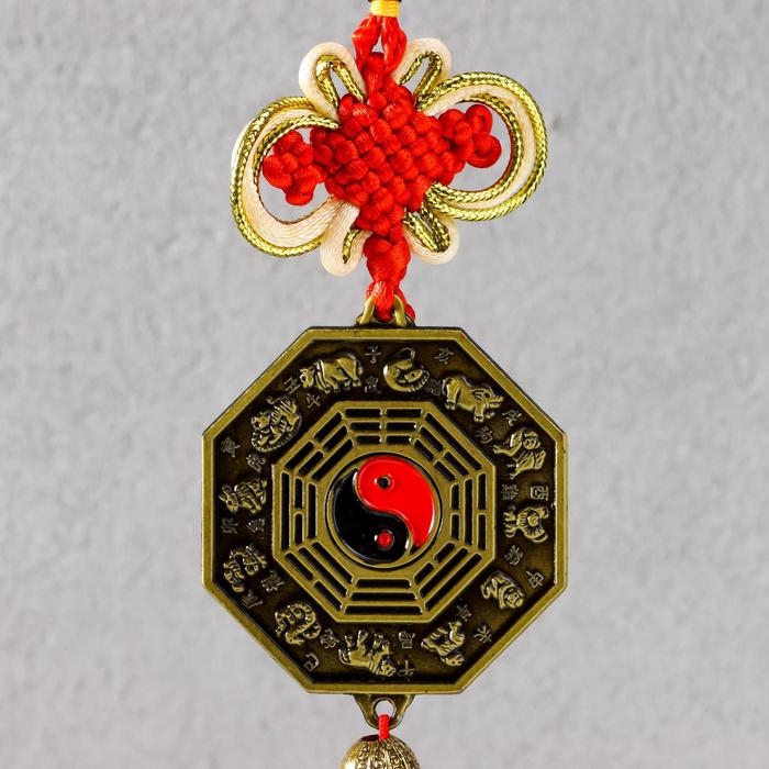 Колокольчик металл Колокольчик металл "Монета Инь-ян с узлом счастья" 1 колокол 38х5х3 см