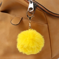 Пушистик на кольце с карабином "Смайл" жёлтый 8х8 см Пушистик на кольце с карабином "Смайл" жёлтый 8х8 см