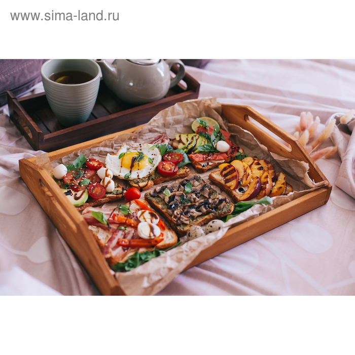 Поднос деревянный с декором, 40&times;30&times;7,5 см, сосна