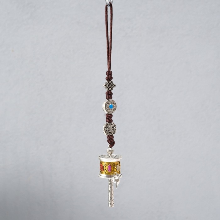 Подвеска металл "Молитвенное колесо Девять дворцов Багуа" 3х2,5х20 см