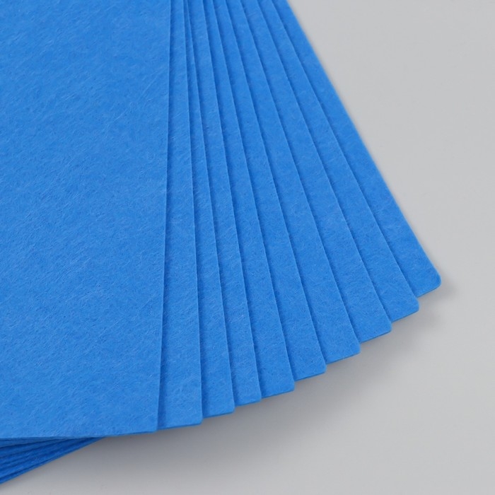 Фетр жесткий 2 мм "Насыщенный голубой" набор 10 листов формат А4