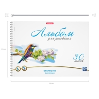 Альбом для рисования А4, 30 листов, блок 120 г/м&sup2;, на спирали, Erich Krause "Birds", 100% белизна, перфорация на отрыв, твердая подложка