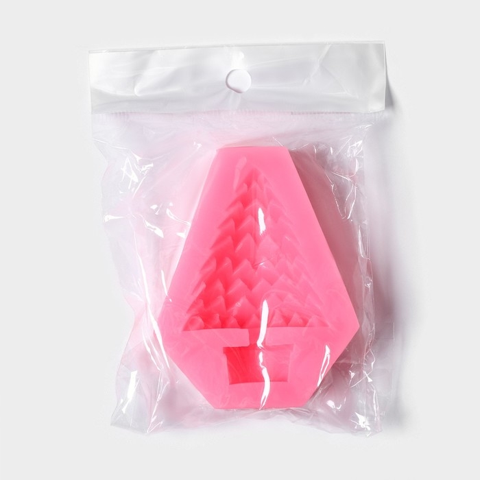 Молд новогодний &laquo;Ёлки-иголки&raquo;, силикон, 7&times;5,5&times;1,8 см, цвет розовый