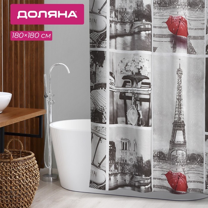 Штора для ванны Доляна &laquo;Париж ретро&raquo;, 180&times;180 см, EVA
