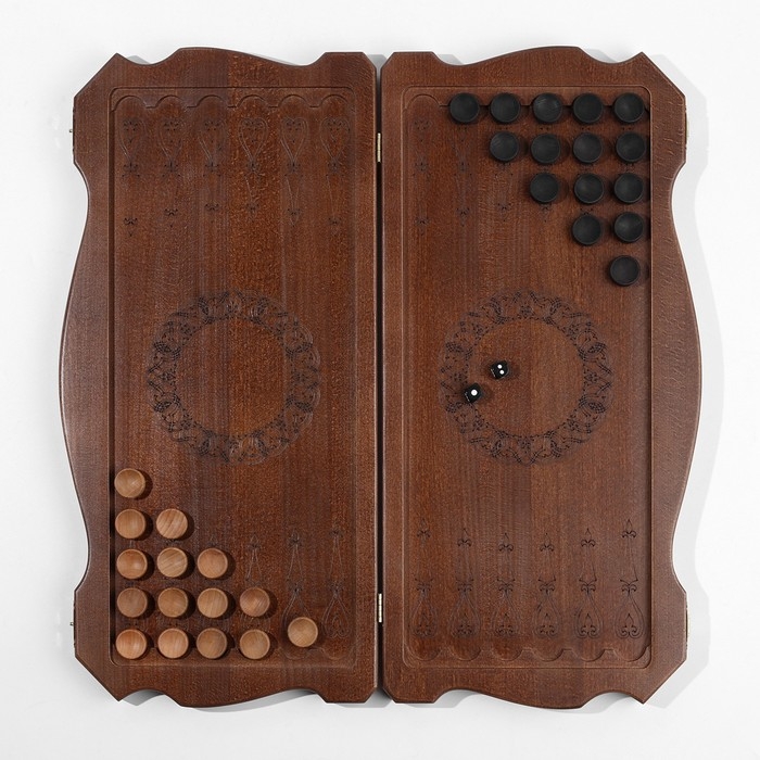 Нарды деревянные большие, резные, настольная игра Нарды деревянные большие, резные, настольная игра "Герб", бук, патина, 60 х 60 см