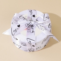 Лента атласная, подарочная упаковка, Love, белая, 2 см х 22.5 м