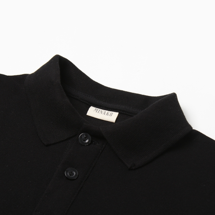 Футболка детская поло MINAKU: Basic line цвет черный, рост 110