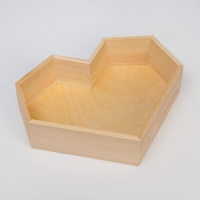 Набор 3 в 1 кашпо деревянных подарочных (29.5&times;7; 27.5&times;6; 25&times;4.5) "Сердце", натуральный