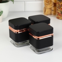 Банки стеклянные для хранения сыпучих продуктов «Классика», 500 мл, 9,5×11,8 см, 3 шт, цвет чёрный Банки стеклянные для хранения сыпучих продуктов «Классика», 500 мл, 9,5×11,8 см, 3 шт, цвет чёрный