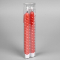 Набор светодиодных свечей, красные, 2 &times; 25 &times; 2 см, пластик, воск, батарейки АААх2 (не в комплекте), свечение тёплое белое, 2 шт.