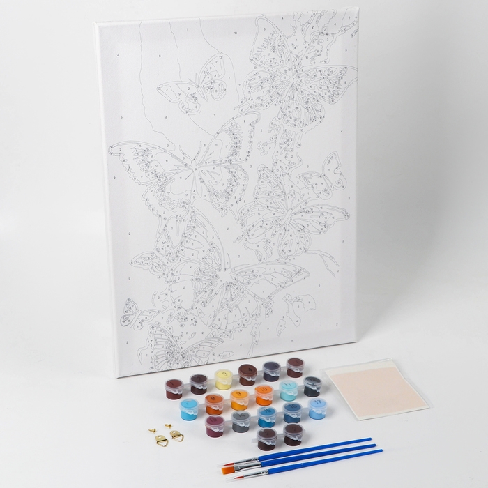 Картина по номерам с подрамником и поталью &laquo;Магические бабочки&raquo;, 30 х 40 см