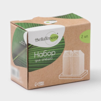 Набор фарфоровый для специй на бамбуковой подставке BellaTenero «Пакет», 3 предмета: солонка, перечница, подставка, цвет белый Набор фарфоровый для специй на бамбуковой подставке BellaTenero «Пакет», 3 предмета: солонка, перечница, подставка, цвет белый