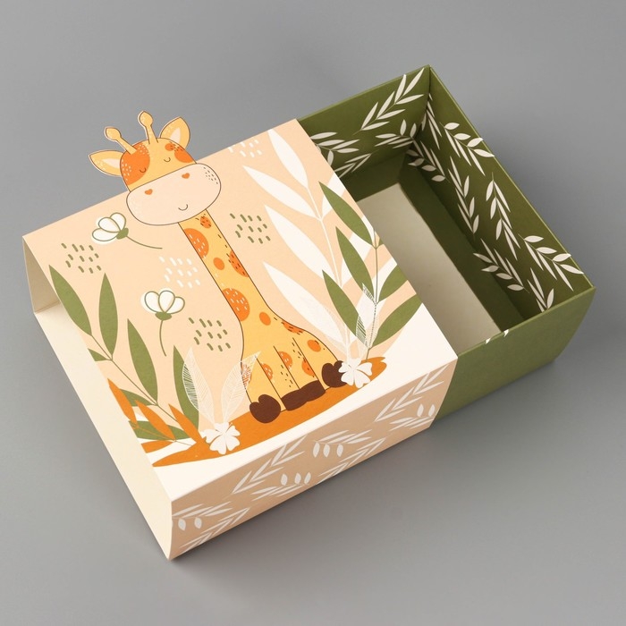 Коробка подарочная складная, упаковка, &laquo;Жирафик&raquo;, 15 х 15 х 8 см