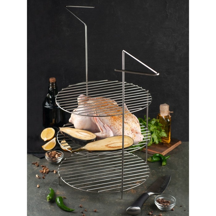 Решетка 3-х ярусная с ручками для тандыра, диаметр яруса 29 см, высота 44 см Решетка 3-х ярусная с ручками для тандыра, диаметр яруса 29 см, высота 44 см