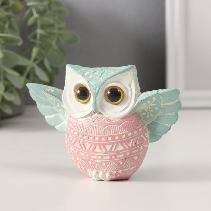 Сувенир полистоун "Цветной филин с расправленными крыльями" геометрич. узоры 11,5х3,2х7,8 см   10323