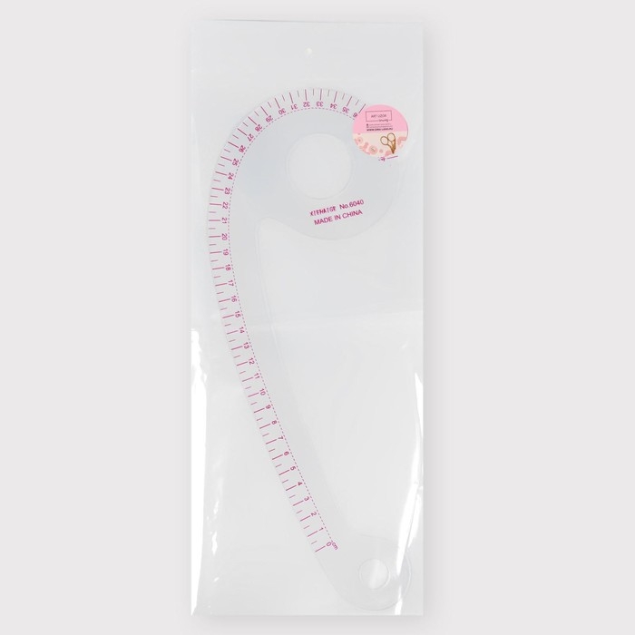 Лекало портновское метрическое &laquo;Запятая&raquo;, с проймой, 31,5 &times; 11,5 см, толщина 0,5 мм, цвет прозрачный