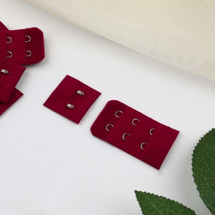 Застёжка для бюстгальтера, 3 ряда 2 крючка, 3 &times; 3 см, 3 &times; 5 см, 10 шт, цвет бордовый