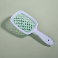 Расчёска массажная, широкая, вентилируемая, 8,5 &times; 20,5 см, PVC коробка, цвет белый/бирюзовый