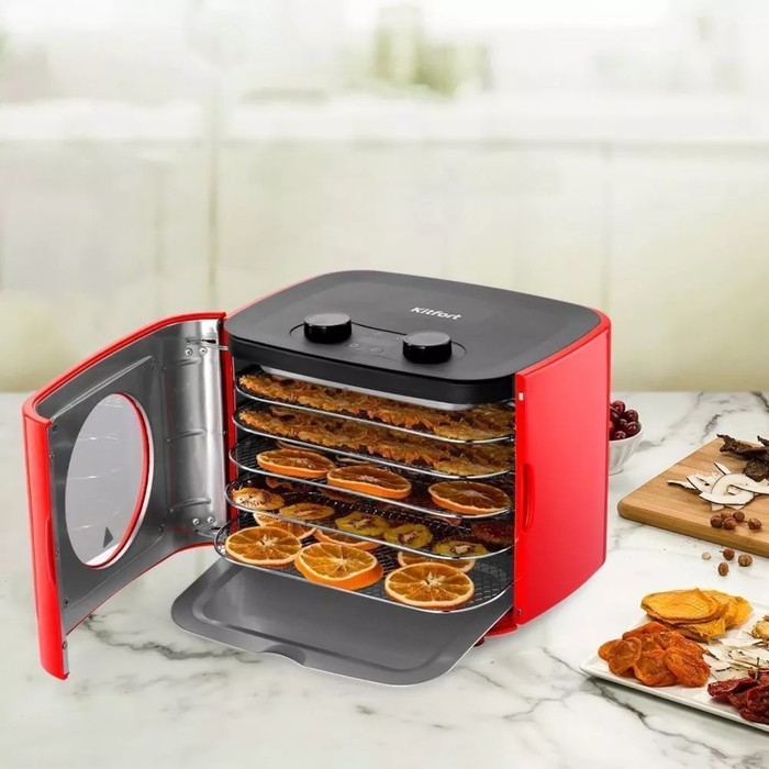 Сушилка для овощей и фруктов Kitfort КТ-1952-1, 300 Вт, 5 ярусов, красная