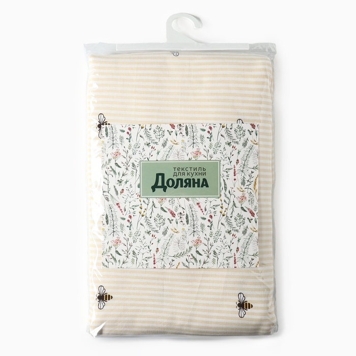 Комплект штор для кухни Доляна "Пчёлки", 150х180 см - 2 шт,  рогожка 164 г/м2, 100% хл