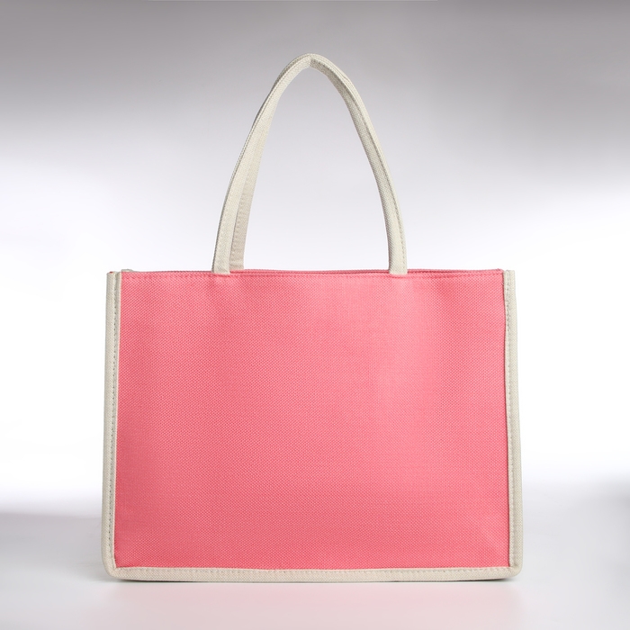 Сумка пляжная без застёжки, цвет молочный/розовый Сумка пляжная без застёжки, цвет молочный/розовый