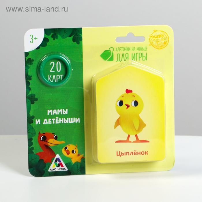 Карточки на кольце для изучения английского языка &laquo;Мамы и детёныши&raquo;, 20 карт, кольцо, 3+