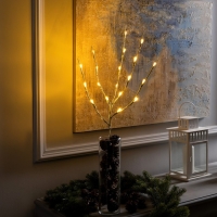 Светодиодная ветка 70 см, 20 LED, золотистая, AAх2 (не в комплекте), свечение тёплое белое Светодиодная ветка 70 см, 20 LED, золотистая, AAх2 (не в комплекте), свечение тёплое белое
