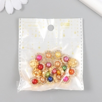 Декор для творчества пластик "Цветок-жемчужина цветные кристаллы" набор 20 шт 1,2х1,2 см