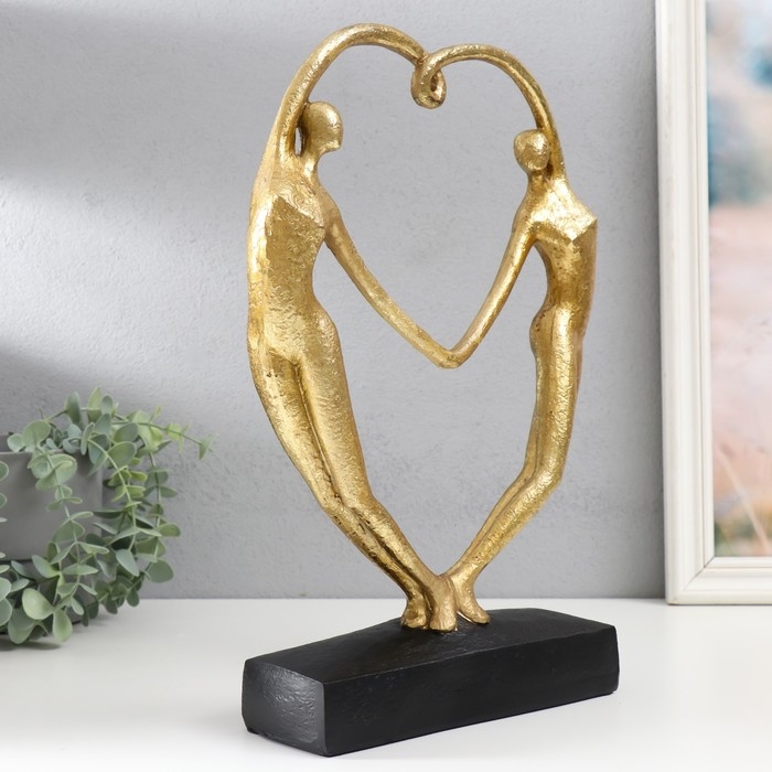 Сувенир полистоун Сувенир полистоун "Влюблённые в сплетении сердца" золото 37х25х7 см