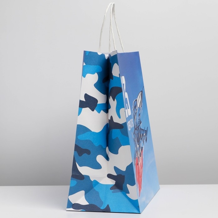 Пакет подарочный крафтовый, упаковка, &laquo;С Днем защитника Отечества&raquo;, 28 х 32 х 15 см