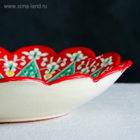 Ляган Риштанская Керамика "Цветы", 33 см, красный, рифлёный Ляган Риштанская Керамика "Цветы", 33 см, красный, рифлёный