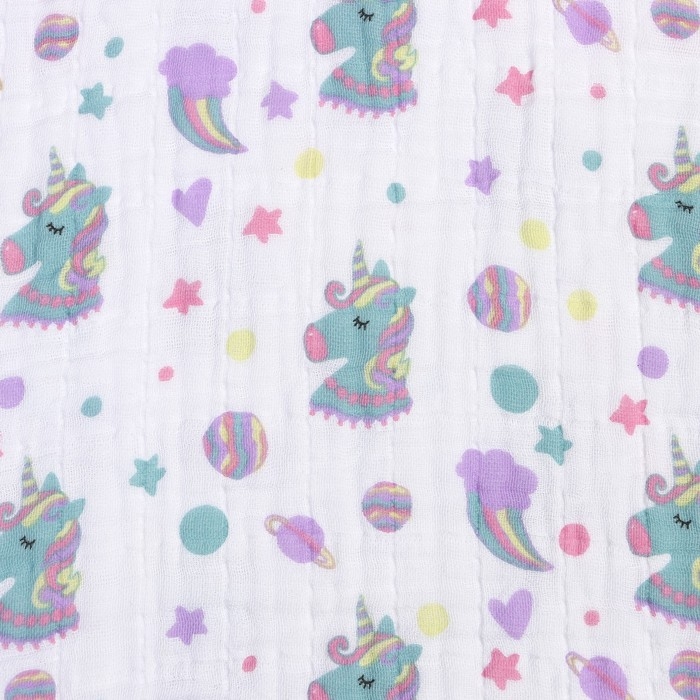 Пончо муслиновое детское LoveLife Пончо муслиновое детское LoveLife "Единороги" 100% хл, 4-сл, 235гр/м2