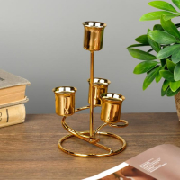 Подсвечник металл на 4 свечи "Спираль" золото 16х9х9 см