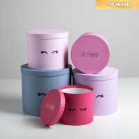 Набор шляпных коробок для цветов 5 в 1, упаковка подарочная, &laquo;Глазки&raquo;, 14 х 13 см - 22 х 19,5 см