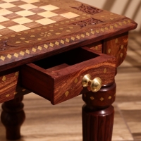 Столик шахматный 37х37х40 см, с фигурами, дерево шишам